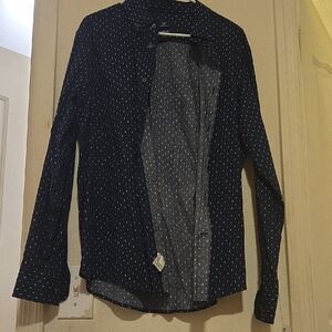 George Dark Blue Classic Fit Shirt with White Dots